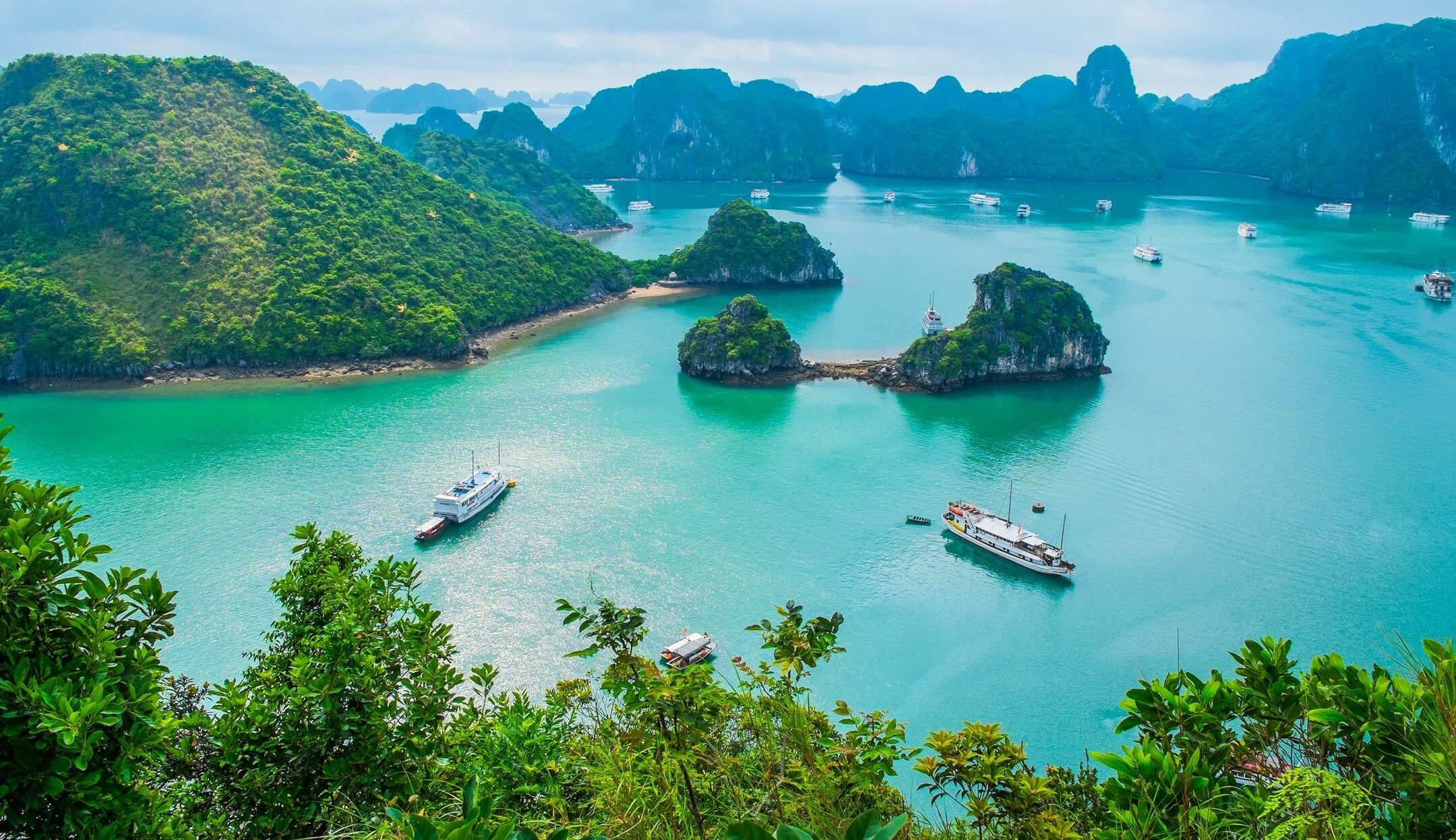A view of some boats in the water.